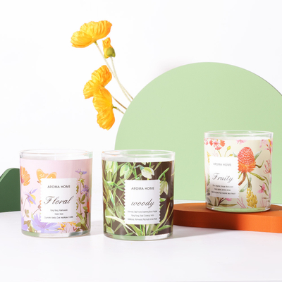 100% 1 Katoenen Lont Soja Wax Bloem Glazen Pot Geurkaars Set Bruiloft Luxe