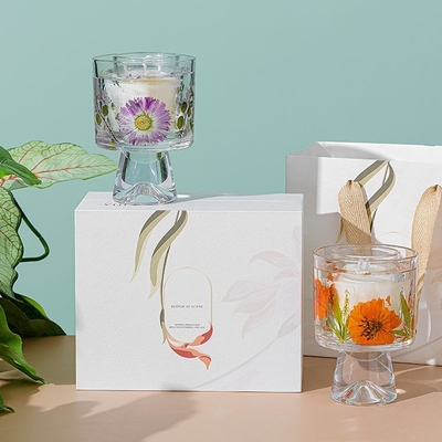 Van de de Gift het Decoratieve Droge Bloem van de etiketdouane van de het Glaskruik Gel Was Bemerkte Jelly Candles