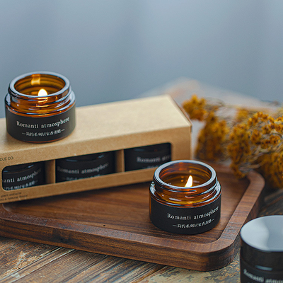 Van de de Sojawas 25g van de Kerstmis Bruine Kleur het Glaskruik Bemerkte Kaars met 3pcs-Doos