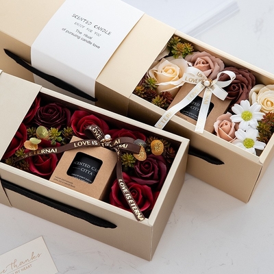 Luxe Gepersonaliseerde van de het Glaskruik van de Installatiebloem Bruine van de de Sojawas Bemerkte Kaars de Giftreeks