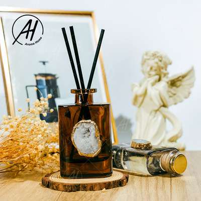 Amber Grey Glass Bottle Crystal Fragrance Rookloos Reed Diffuser 180ML voor Huis
