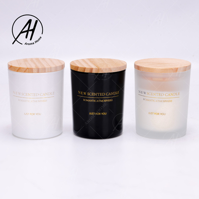 Zwarte Witte Matte Glass Jar Spa Scented-de Sojawas van de Kaarsetherische olie 100%