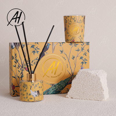 Noordse de Kruikluxe Bemerkte Kaarsen Reed Diffuser Set With Box van het Stijl Fireless Glas