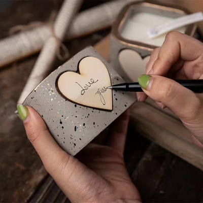 Bemerkte de Kaarshouders van de Aardewerk Votive Ceramische Soja het Vierkante Gevormde Hart van 4 Oz