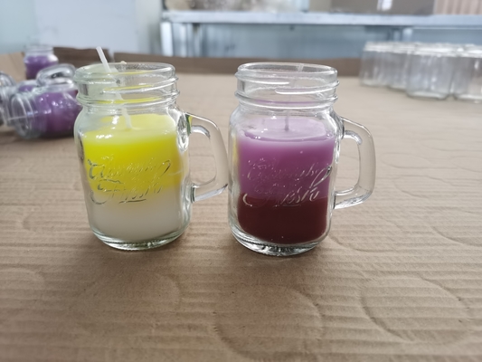 De Sojawas Leuk Mason Jar Custom Scented Candle van het aromahuis met Handvat