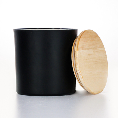 De zwarte Houten Bemerkte Kaars 420g 10*10cm van het Dekselglas Kruik