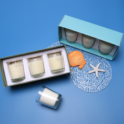 Van de Douanearomatherapy van het aromahuis van de het Glaskruik de Kaars Witte 70g*3 voor Huwelijksverjaardag