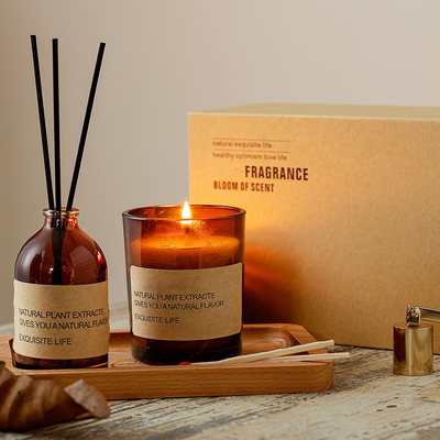 Privé Etiketglas Bemerkte Kaarsen en Reed Diffuser Home Fragrance Gift-Reeks