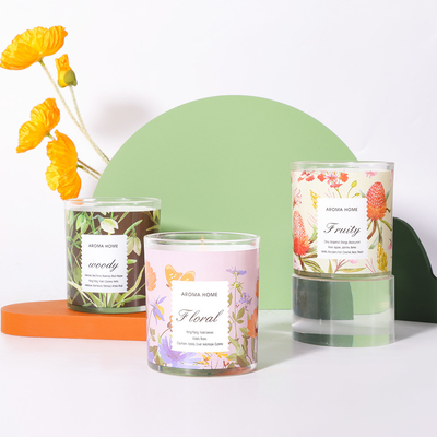 100% 1 Katoenen Lont Soja Wax Bloem Glazen Pot Geurkaars Set Bruiloft Luxe