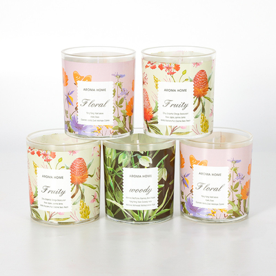 100% 1 Katoenen Lont Soja Wax Bloem Glazen Pot Geurkaars Set Bruiloft Luxe