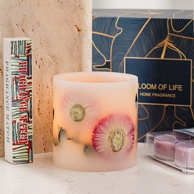 Cilindrische Cup Bloem Geur Thee Wax Geurkaars Gift Set Voor Bruiloft