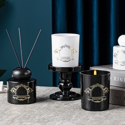 Zwart Wit Fles Pot Natuurlijke Geur Geurkaarsen Reed Diffuser Gift Set