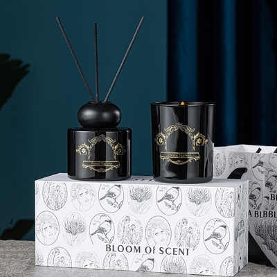Zwart Wit Fles Pot Natuurlijke Geur Geurkaarsen Reed Diffuser Gift Set