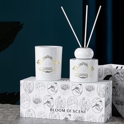 Zwart Wit Fles Pot Natuurlijke Geur Geurkaarsen Reed Diffuser Gift Set
