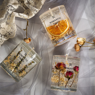 Van de het Decorbloem van het AROMAhuis van de Geurjelly fragrance candle luxury private van het het Etiketgel de Sojawas Bemerkte Kaars in Glaskruik