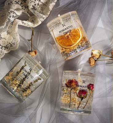 Van de het Decorbloem van het AROMAhuis van de Geurjelly fragrance candle luxury private van het het Etiketgel de Sojawas Bemerkte Kaars in Glaskruik