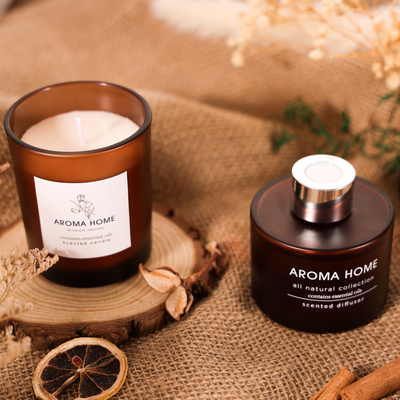 Het AROMAhuis heet-verkoopt van de het Glaskruik van de Oliegeur Reeks van de Luxe de Bruine Reed Diffuser Scented Candles Gift