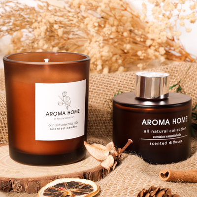 Het AROMAhuis heet-verkoopt van de het Glaskruik van de Oliegeur Reeks van de Luxe de Bruine Reed Diffuser Scented Candles Gift