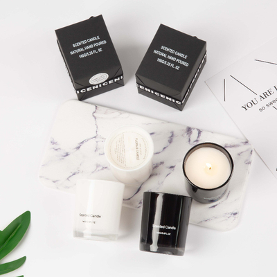 Hoge de Groothandel van het AROMAhuis - Bemerkte het Glaskaars van het kwaliteits Zwarte Witte Privé Etiket Luxe