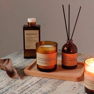 Van het de Fabrieks Directe Bruine Glas van het AROMAhuis van de de Sojawas van de Geurwellness van Aromatherapy Rookloze het Ornamentgift Bemerkte Kaars