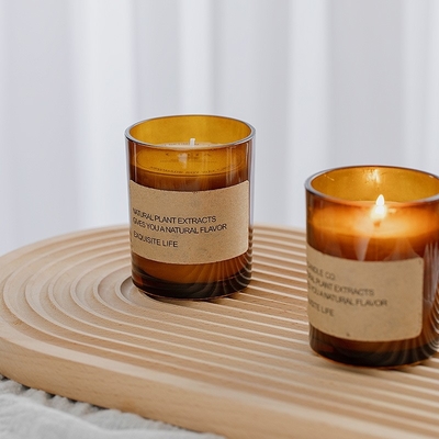 Van het de Fabrieks Directe Bruine Glas van het AROMAhuis van de de Sojawas van de Geurwellness van Aromatherapy Rookloze het Ornamentgift Bemerkte Kaars