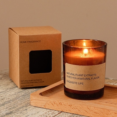 Van het de Fabrieks Directe Bruine Glas van het AROMAhuis van de de Sojawas van de Geurwellness van Aromatherapy Rookloze het Ornamentgift Bemerkte Kaars