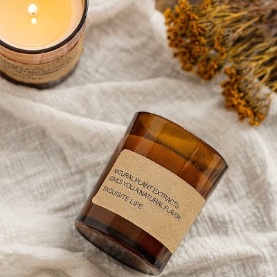 Van het de Fabrieks Directe Bruine Glas van het AROMAhuis van de de Sojawas van de Geurwellness van Aromatherapy Rookloze het Ornamentgift Bemerkte Kaars
