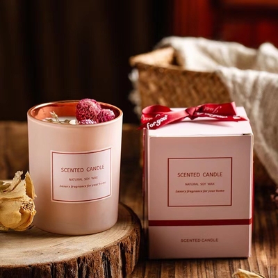 Van de de Luxe Droge Bloem van Aromatherapy van het AROMAhuis Roze Romantische Privé Etiket Bemerkte de Sojakaarsen voor Gebeurtenissenregeling