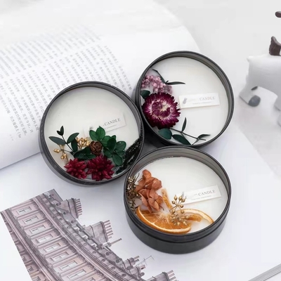 De sojawas smelt Privé Etiket Bemerkt Tin Candles With Potpourri For-Huwelijk