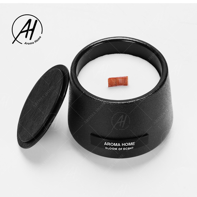 Het zwarte Matte Glass Jar Soy Wax Bemerkte van de de Kaarsendouane van het Aromahuis Privé Etiket