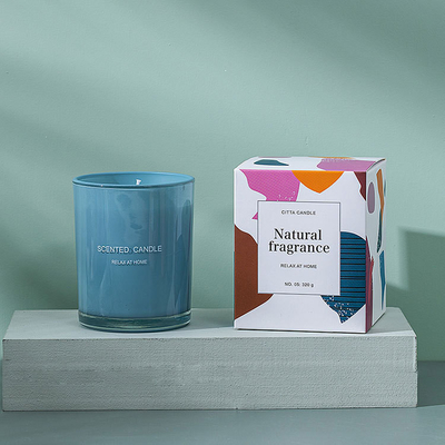 Van het de Douanescherm van het aromahuis van de de Druknevel van de de Kleurensoja de Wasglas Bemerkte Kaars met Doos