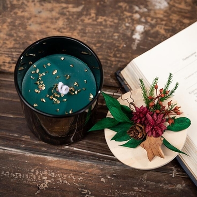 Van de het Dekselkerstmis Bemerkte Kaars van de bloem de Zwarte Groene Was Houten Doos van de het Huwelijksgift