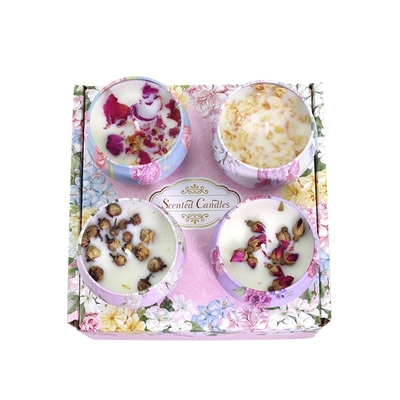 Het aangepaste Privé Etiket bemerkte Droge de Giftreeks van Bloemcrystal soy wax tin candle