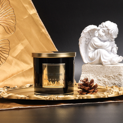 Gouden van de het Glasfles van het Metaaldeksel Zwart van de het Huiswas van de de Geursoja de Kaars Privé Etiket 14OZ 400g
