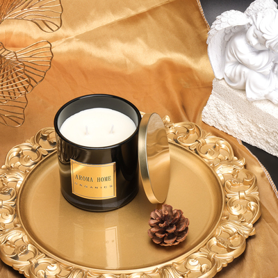 Gouden van de het Glasfles van het Metaaldeksel Zwart van de het Huiswas van de de Geursoja de Kaars Privé Etiket 14OZ 400g