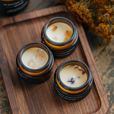 Van de de Sojawas 25g van de Kerstmis Bruine Kleur het Glaskruik Bemerkte Kaars met 3pcs-Doos