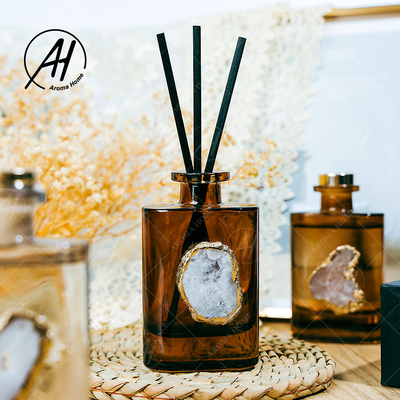 Van het het Dekselglas van de vezelrotan het Vierkante Gouden van de de Flessenetherische olie Aroma Reed Diffuser 180ML