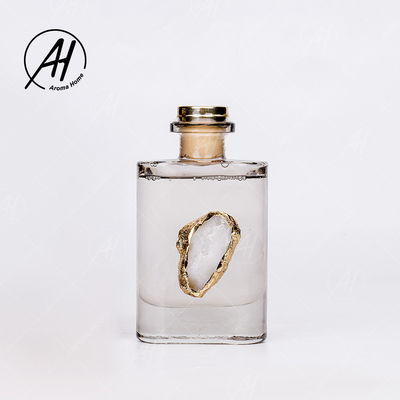 Van het het Dekselglas van de vezelrotan het Vierkante Gouden van de de Flessenetherische olie Aroma Reed Diffuser 180ML