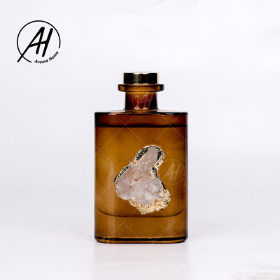 Van het het Dekselglas van de vezelrotan het Vierkante Gouden van de de Flessenetherische olie Aroma Reed Diffuser 180ML