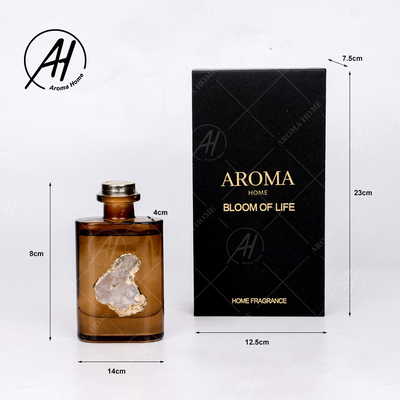 Van het het Dekselglas van de vezelrotan het Vierkante Gouden van de de Flessenetherische olie Aroma Reed Diffuser 180ML