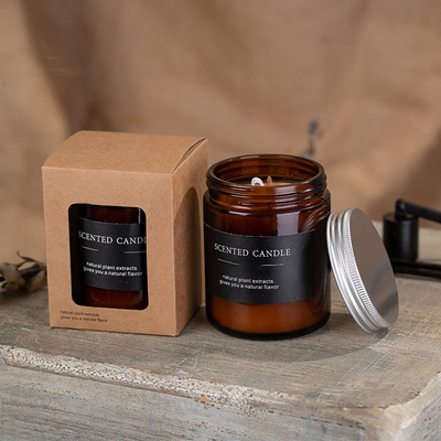 Amber Glass Soy Wax Scented-de Kruiksoja schouwt Bruine Kleur 180g
