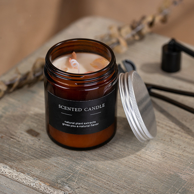 Amber Glass Soy Wax Scented-de Kruiksoja schouwt Bruine Kleur 180g