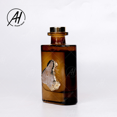 Amber Grey Glass Bottle Crystal Fragrance Rookloos Reed Diffuser 180ML voor Huis