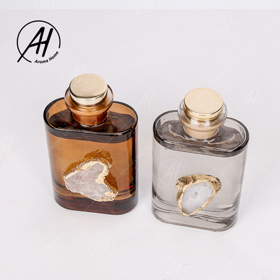 Amber Grey Glass Bottle Crystal Fragrance Rookloos Reed Diffuser 180ML voor Huis