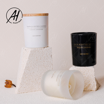 Zwarte Witte Matte Glass Jar Spa Scented-de Sojawas van de Kaarsetherische olie 100%