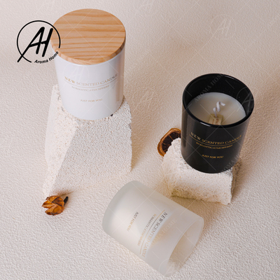 Zwarte Witte Matte Glass Jar Spa Scented-de Sojawas van de Kaarsetherische olie 100%
