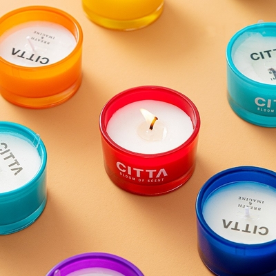Van de Wasd Opamine van de luxesoja de Giftdoos Kleurrijke het Verfraaien Glas Bemerkte Kaars 7pcs