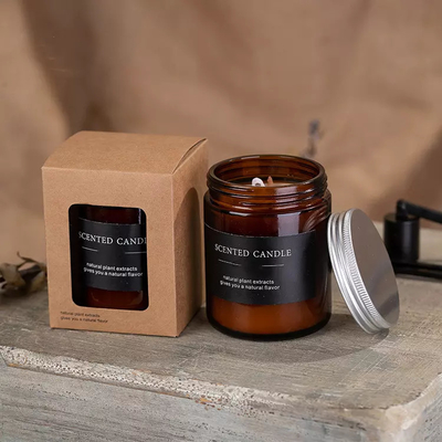 De Etherische oliekaarsen Amber Glass Candle van het Eco Vriendschappelijke Privé Etiket 4 Oz