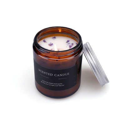 De Etherische oliekaarsen Amber Glass Candle van het Eco Vriendschappelijke Privé Etiket 4 Oz