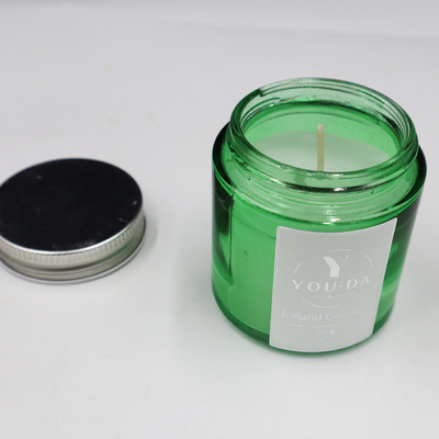 De sojawas bemerkte Eigengemaakt Mason Jar Candles Coconut Oil in Groen Glas